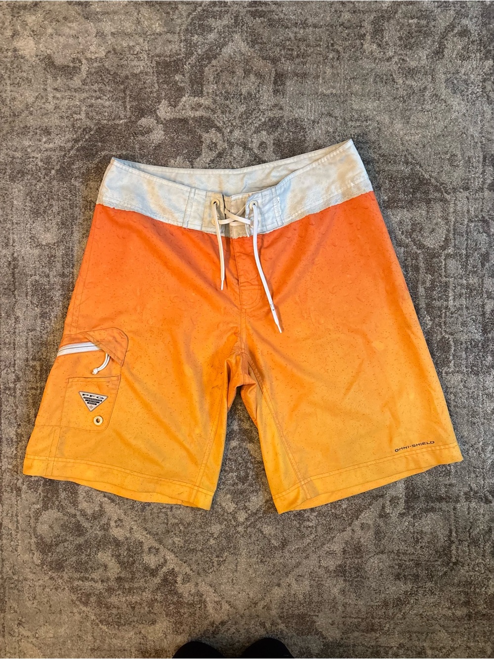 Men's Orange Ombre Board Shorts with Light Waistband